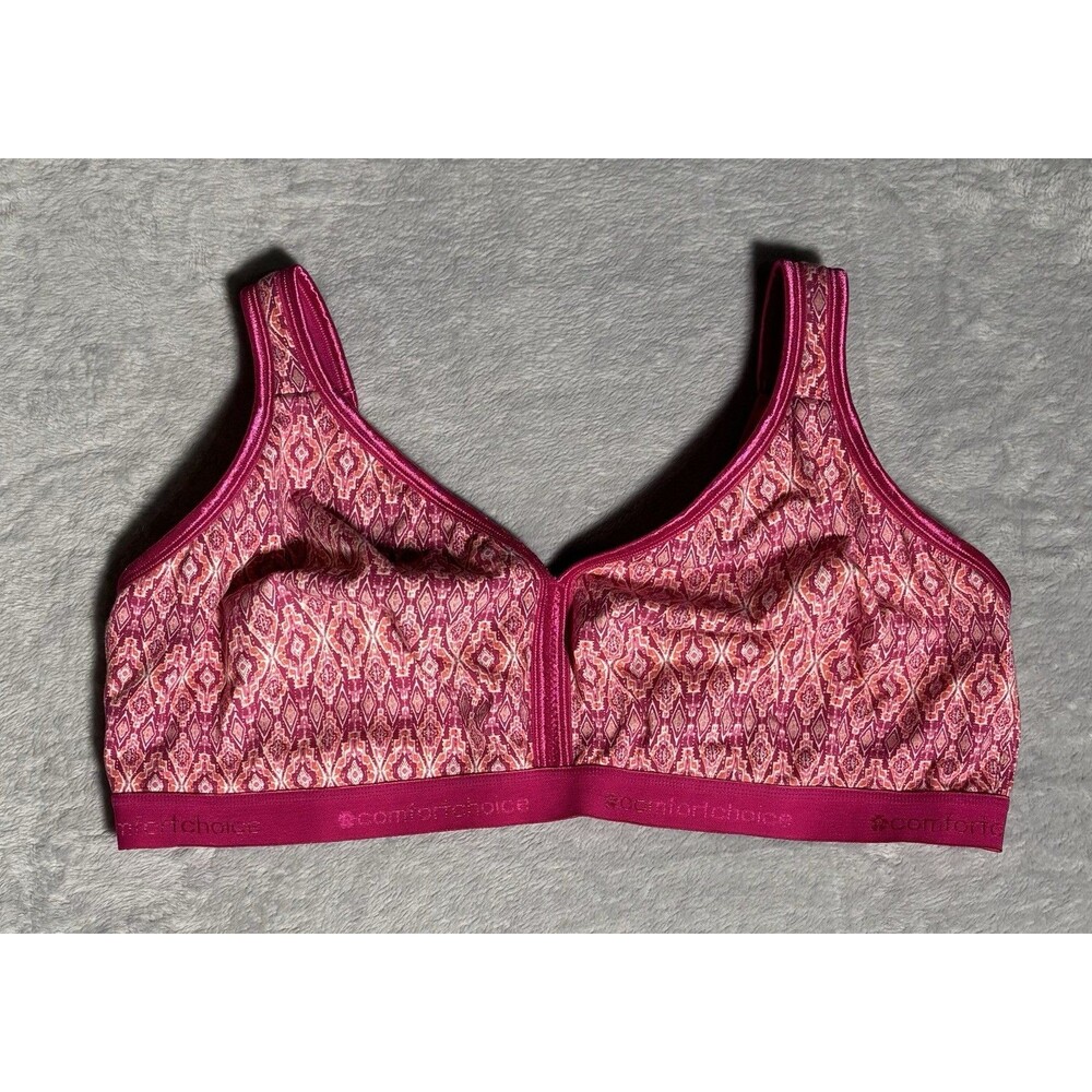 Comfort Choice Women's Plus Size 52DD Wireless Back-Close Bra Pink